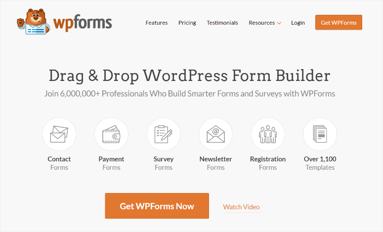 wpforms-homepage - IsItWP - Detector gratuito de temas de WordPress wpforms homepage